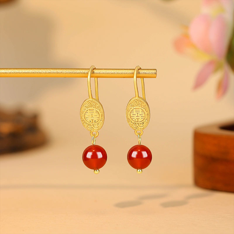Earrings - أقراط من الخرز الطبيعي من اليشم
