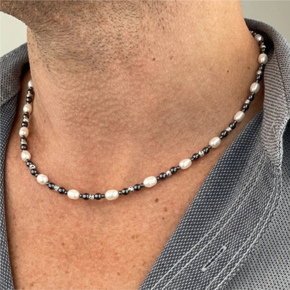 Pearl Choker Necklace Vintage - الرجعية الأسود الحجر الطبيعي الباروك اللؤلؤ