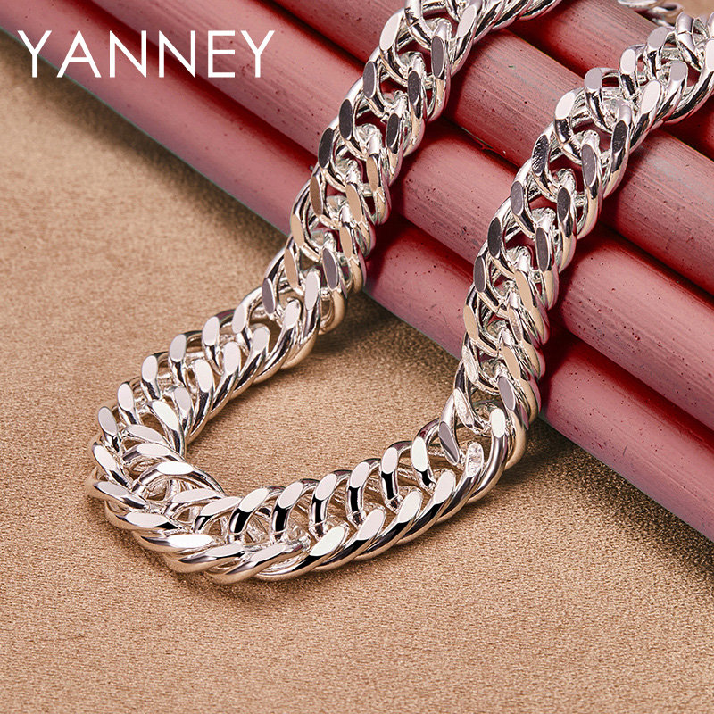 Cuban Link Chain 12Mm - سلسلة ثعبان للرجال والنساء ، الفضة