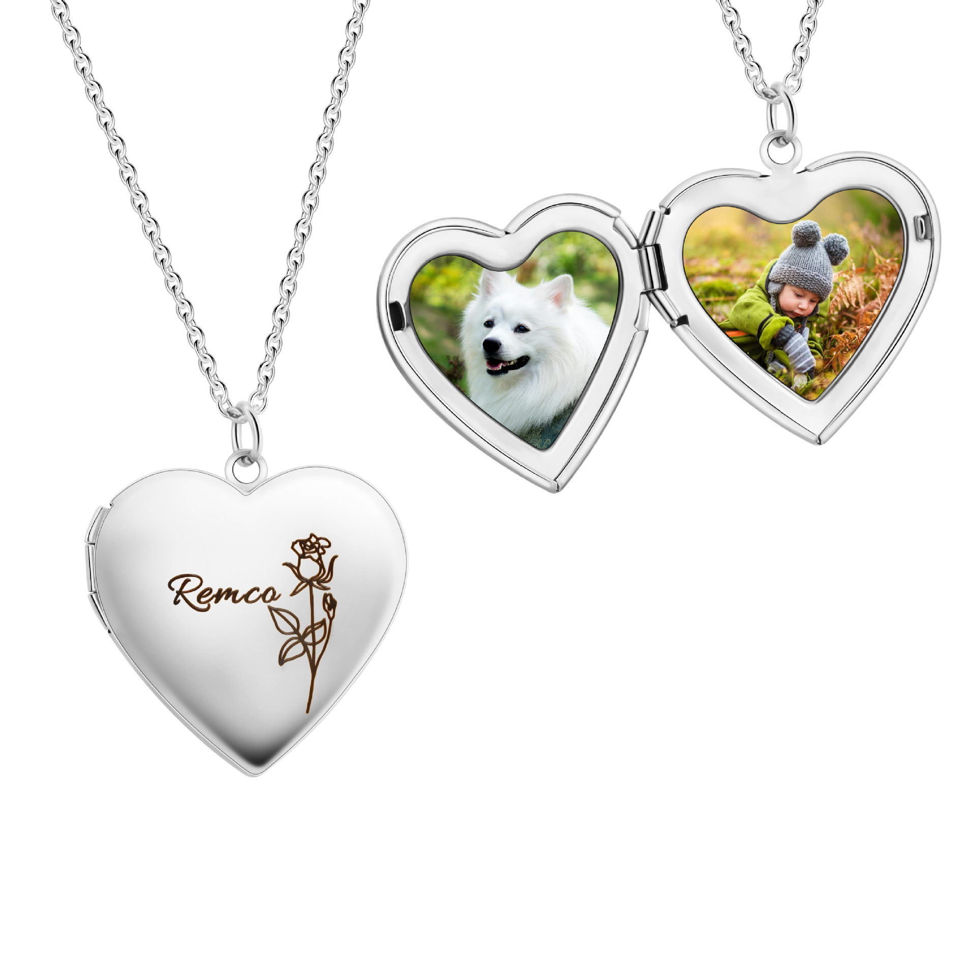 Heart Locket Necklace Photo - فضية اللون الحب القلب إطار الصورة
