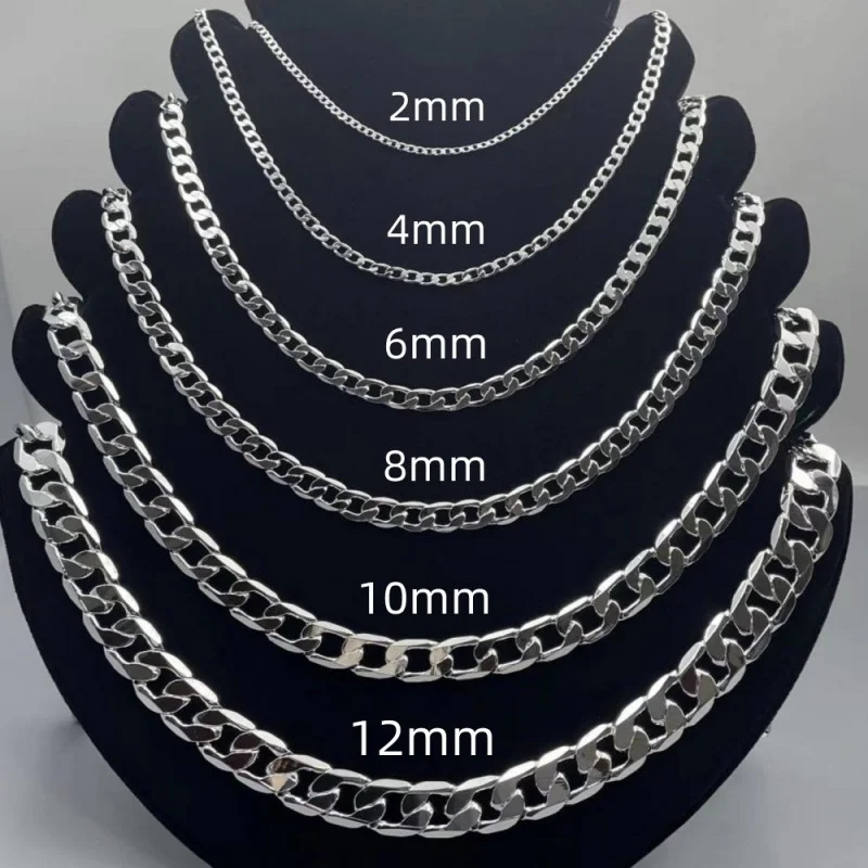 Cuban Link Chain 12Mm - الرجال 925 الاسترليني قلادة فضية 2/4/6/8/10/12
