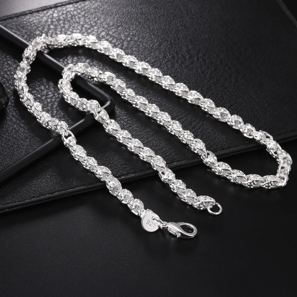 925 Sterling Silver Chain Necklace Men - قلادة سلسلة 5 مم من الفضة