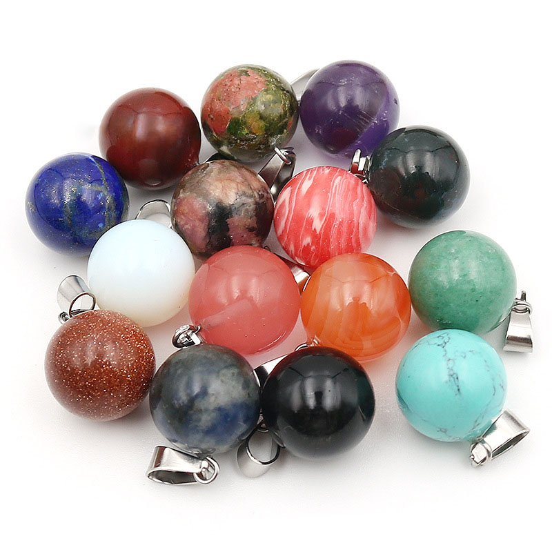 Crystal Pendant Necklace Natural Stone - 20 قطعة/الحقيبة 14 مللي متر الحجر