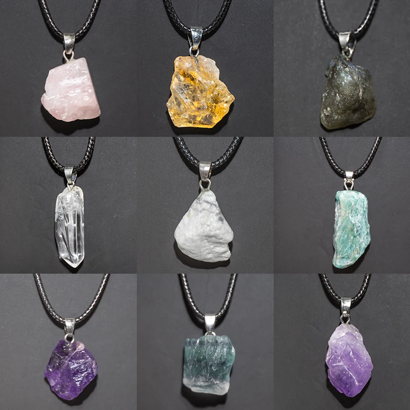 Crystal Pendant Necklace Natural Stone - الجمشت الطبيعي زهرة قلادة الريكي شفاء