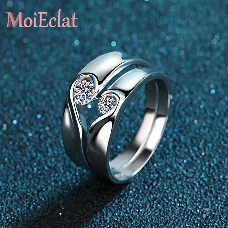 Moissanite Engagement Ring 1 Carat - مجموعة خواتم عشاق Pt950 البلاتينية المتلألئة