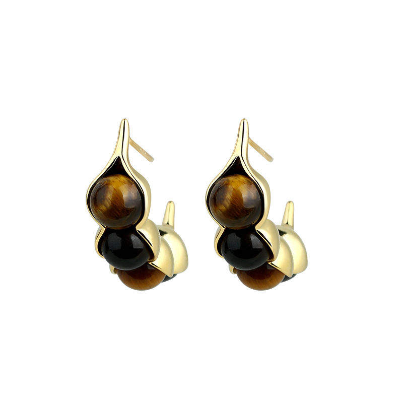 Earrings - عين النمر قرنة أقراط الأحجار الكريمة