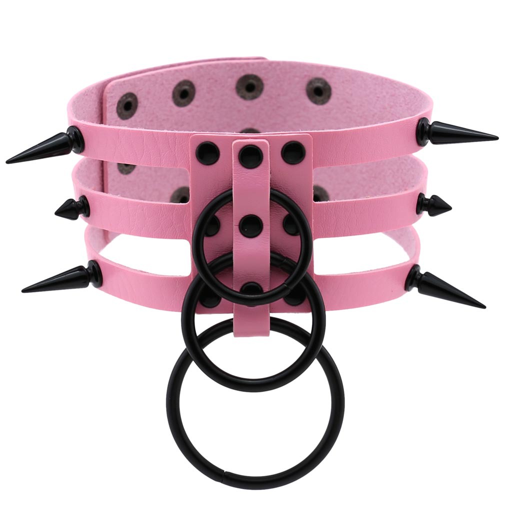 موضة النساء الرجال السود برشام - مراجعة Goth Punk Spike Choker وسعره