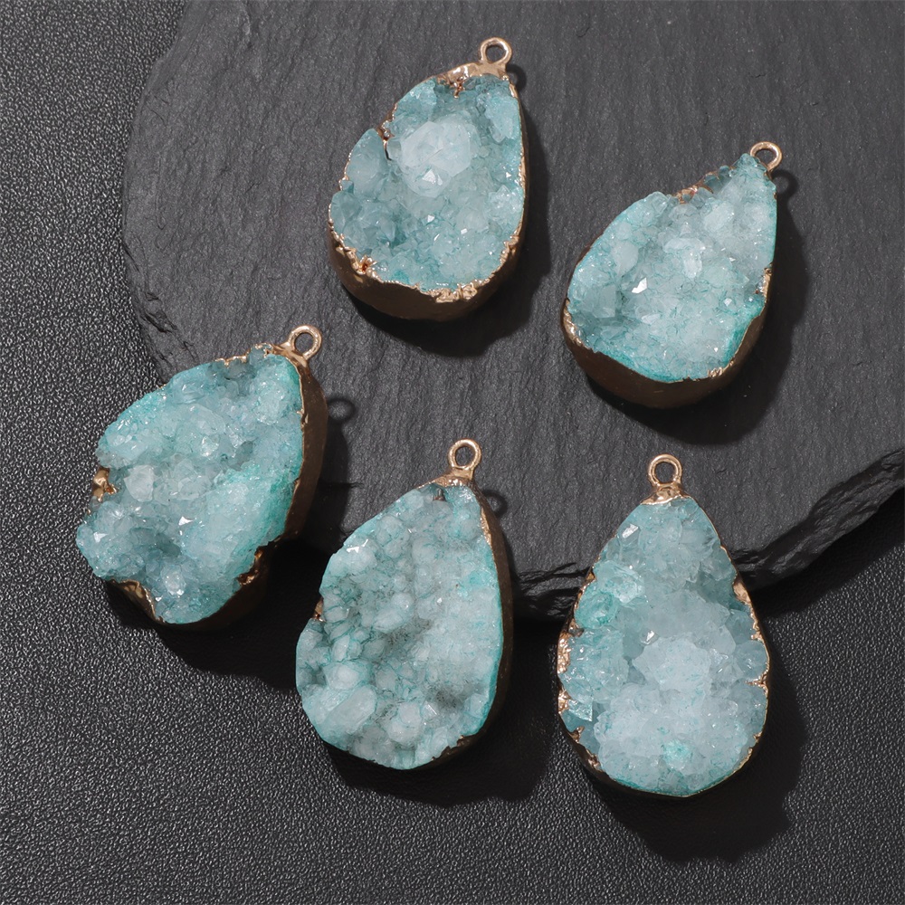 1 قطعة العقيق الطبيعي الجيود ق - مراجعة Crystal Pendant Necklace Natural Stone وسعره