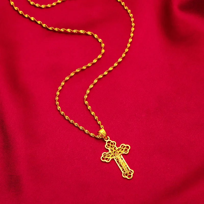 قلادة ذهبية عتيقة على شكل صليب - مراجعة Cross Pendant Necklace Gold وسعره