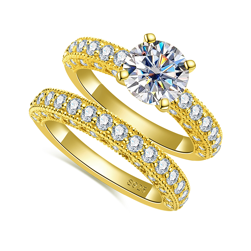 طقم خواتم للنساء من الفضة الإس - مراجعة Moissanite Engagement Ring 1 Carat وسعره