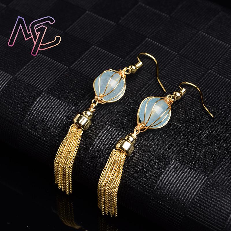 الأزرق الطبيعي اليشم الخرزة ال - مراجعة Earrings وسعره