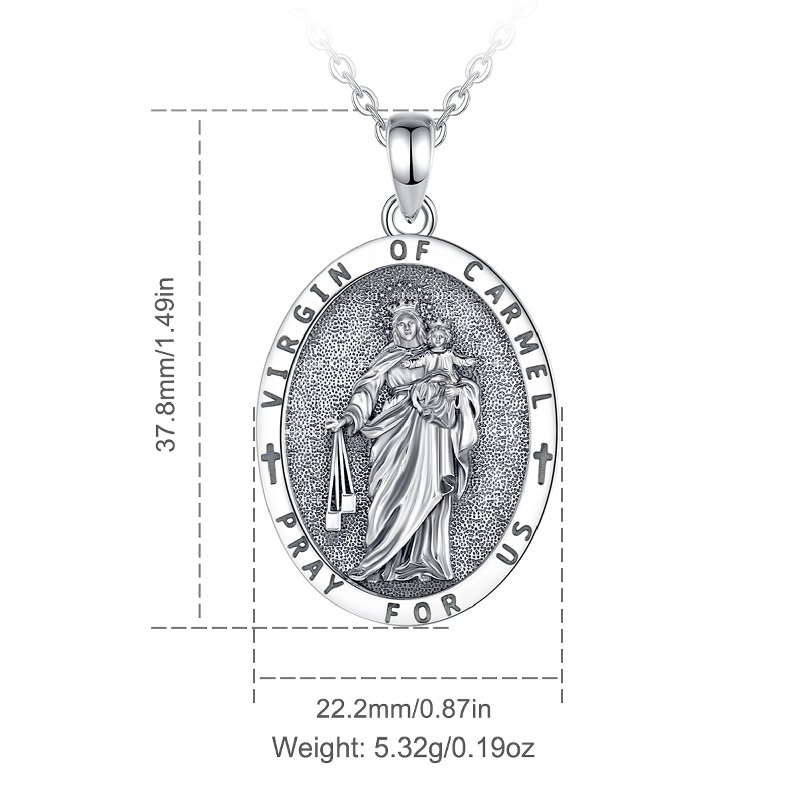 يودورا 925 فضة عذراء الكرمل قل - مراجعة 925 Sterling Silver Chain Necklace Men وسعره