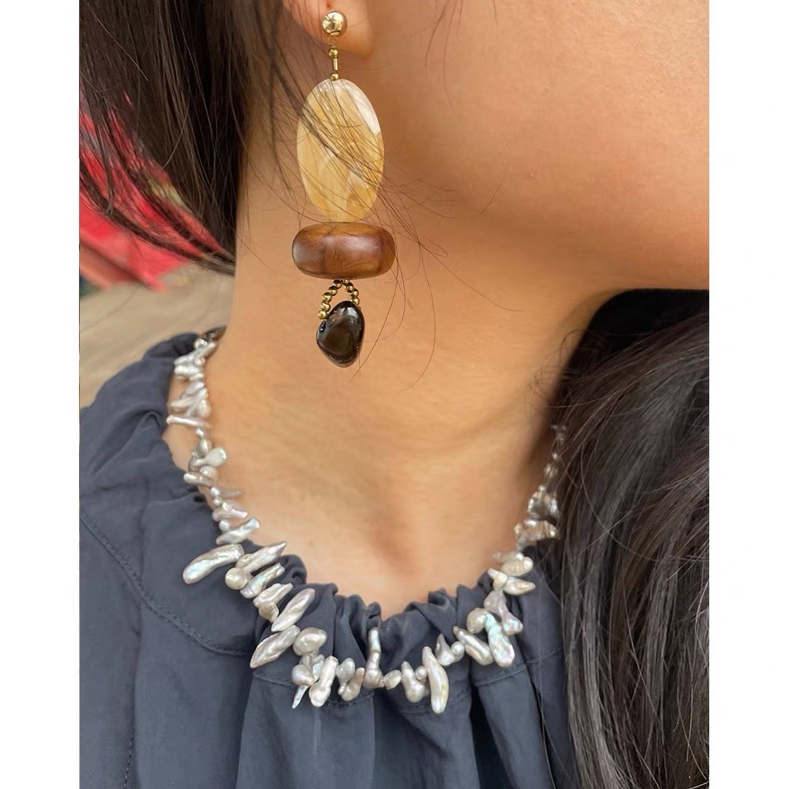 طقم مجوهرات نسائية يدوية الصنع - مراجعة Pearl Choker Necklace Vintage وسعره