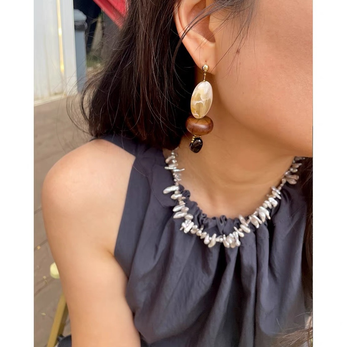 طقم مجوهرات نسائية يدوية الصنع - مراجعة Pearl Choker Necklace Vintage وسعره