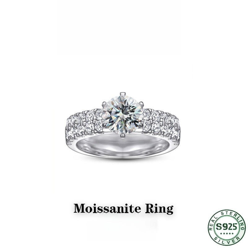 خاتم أنيق وعصري من الفضة الإست - مراجعة Moissanite Engagement Ring 1 Carat وسعره